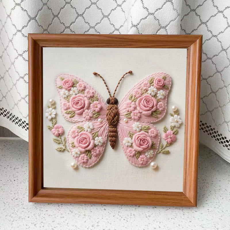 Rubbyoo Embroidery Kit - Stunning Rose Butterfly | Beautiful Handmade Gifts