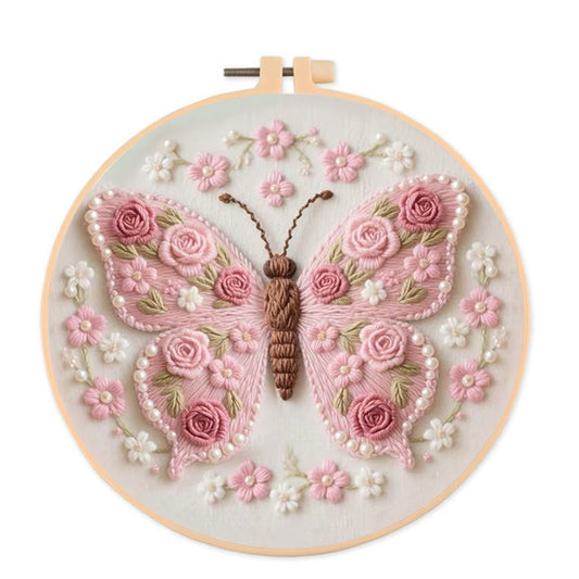 Rubbyoo Embroidery Kit - Stunning Rose Butterfly | Beautiful Handmade Gifts