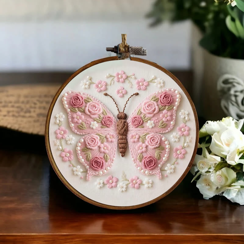 Rubbyoo Embroidery Kit - Stunning Rose Butterfly | Beautiful Handmade Gifts