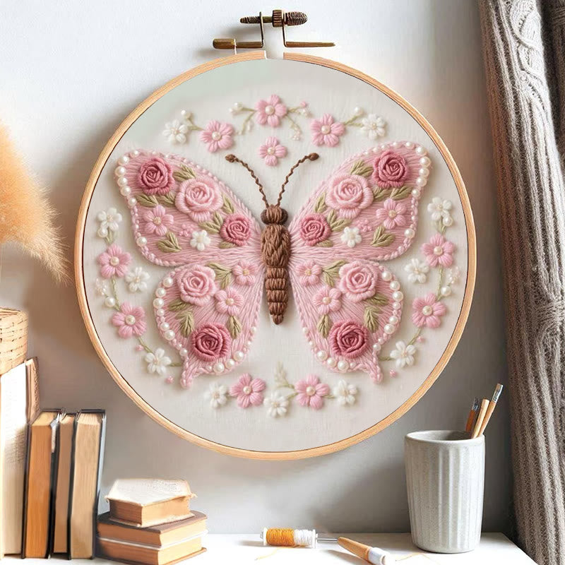 Rubbyoo Embroidery Kit - Stunning Rose Butterfly | Beautiful Handmade Gifts