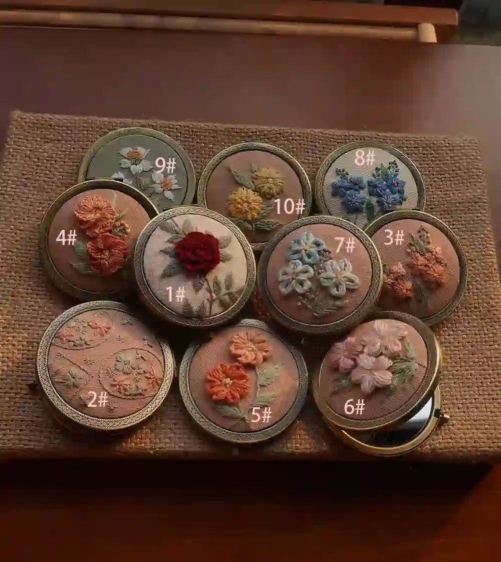 Embroidery Foldable Mirror Kit  | Portable Makeup Mirror |  Unique Handmade Craft