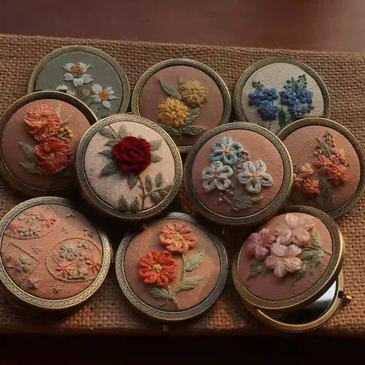 Embroidery Foldable Mirror Kit  | Portable Makeup Mirror |  Unique Handmade Craft