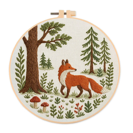 Rubbyoo Embroidery Kit - Woodland Fox | Handmade Animal Craft