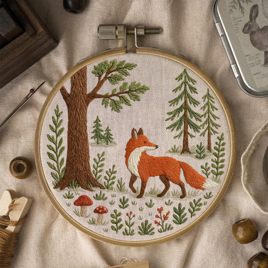 Rubbyoo Embroidery Kit - Woodland Fox | Handmade Animal Craft