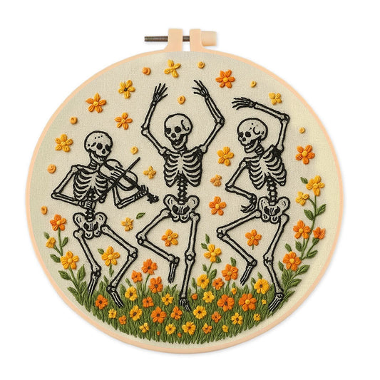 Rubbyoo Embroidery Kit - Spooky Skeleton |  Diy Halloween Needlework