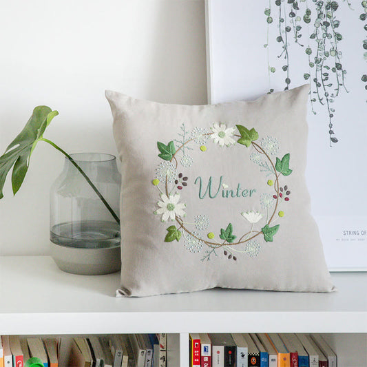 Embroidered Season Series Pillow Case Kits  | Nice Housewarming Gifts | Diy Room Decoration