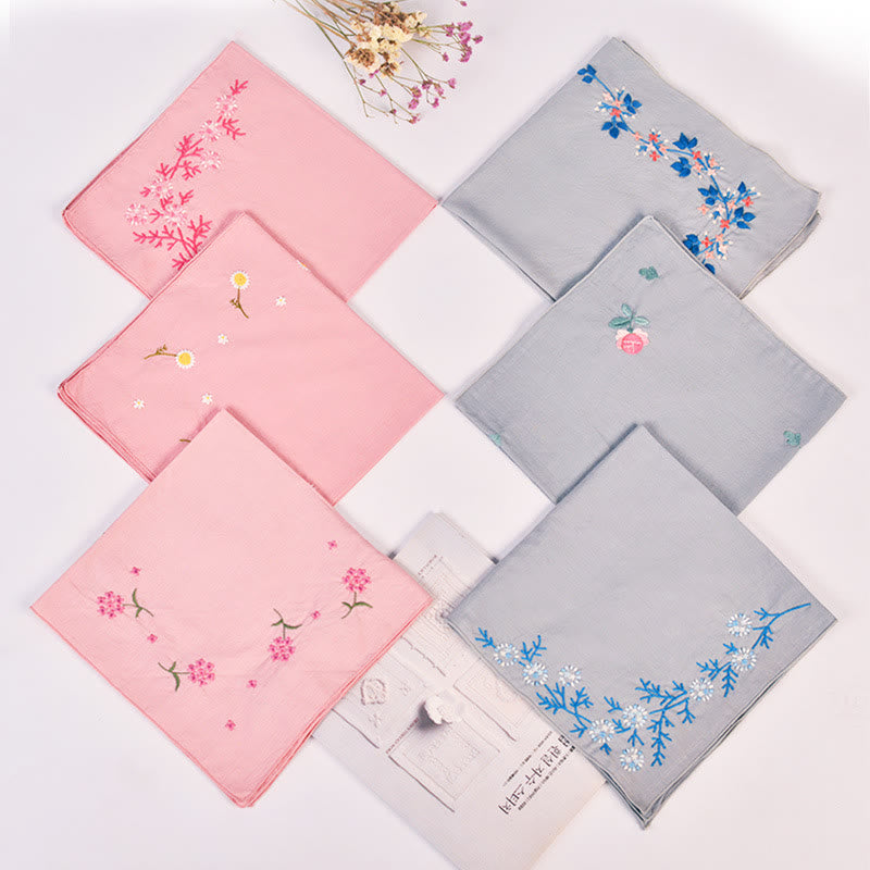 Embroidery Handkerchief Kit | Diy Floral Needlework |  Handicraft For Mother