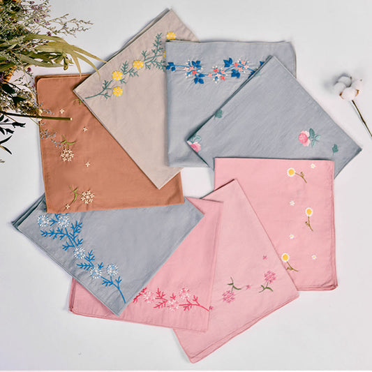 Embroidery Handkerchief Kit | Diy Floral Needlework |  Handicraft For Mother