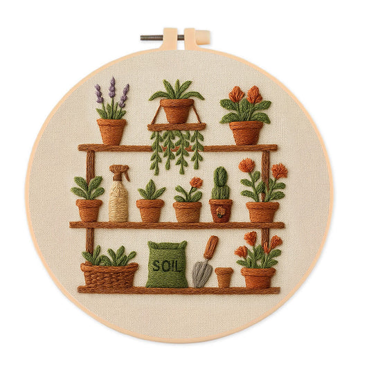 Rubbyoo Embroidery Kit - Potted Plants | Unique Home Decoration
