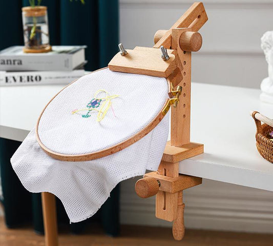 Wooden Embroidery Hoop | 360 Degree Rotating Hoop |  Adjustable Stitching Stand