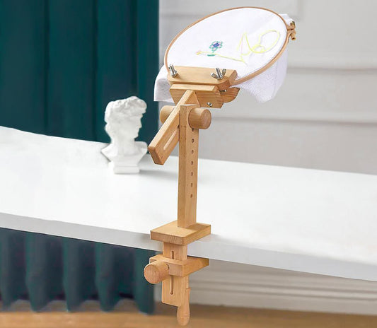 Wooden Embroidery Hoop | 360 Degree Rotating Hoop |  Adjustable Stitching Stand