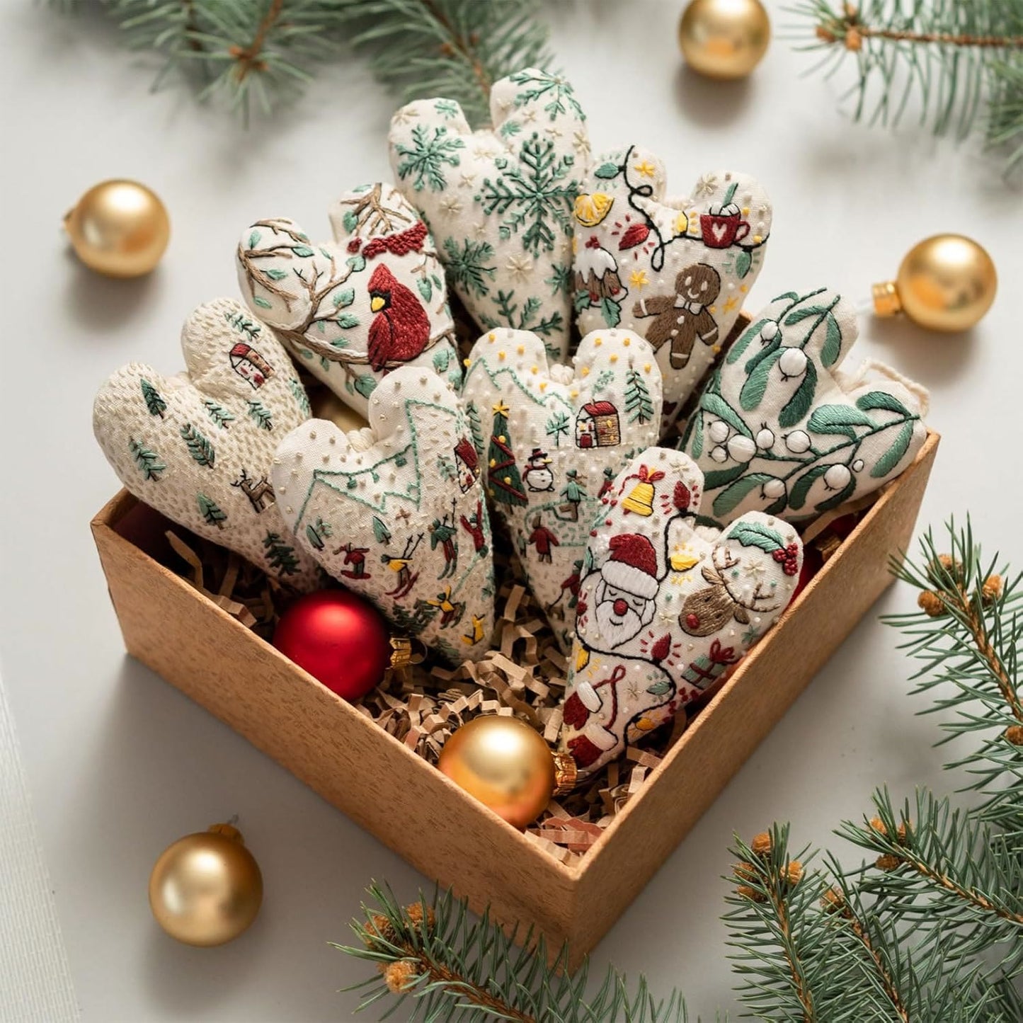 Embroidery Heart Hanging Kits |  Christmas Tree Ornament | Unique Handmade Gifts