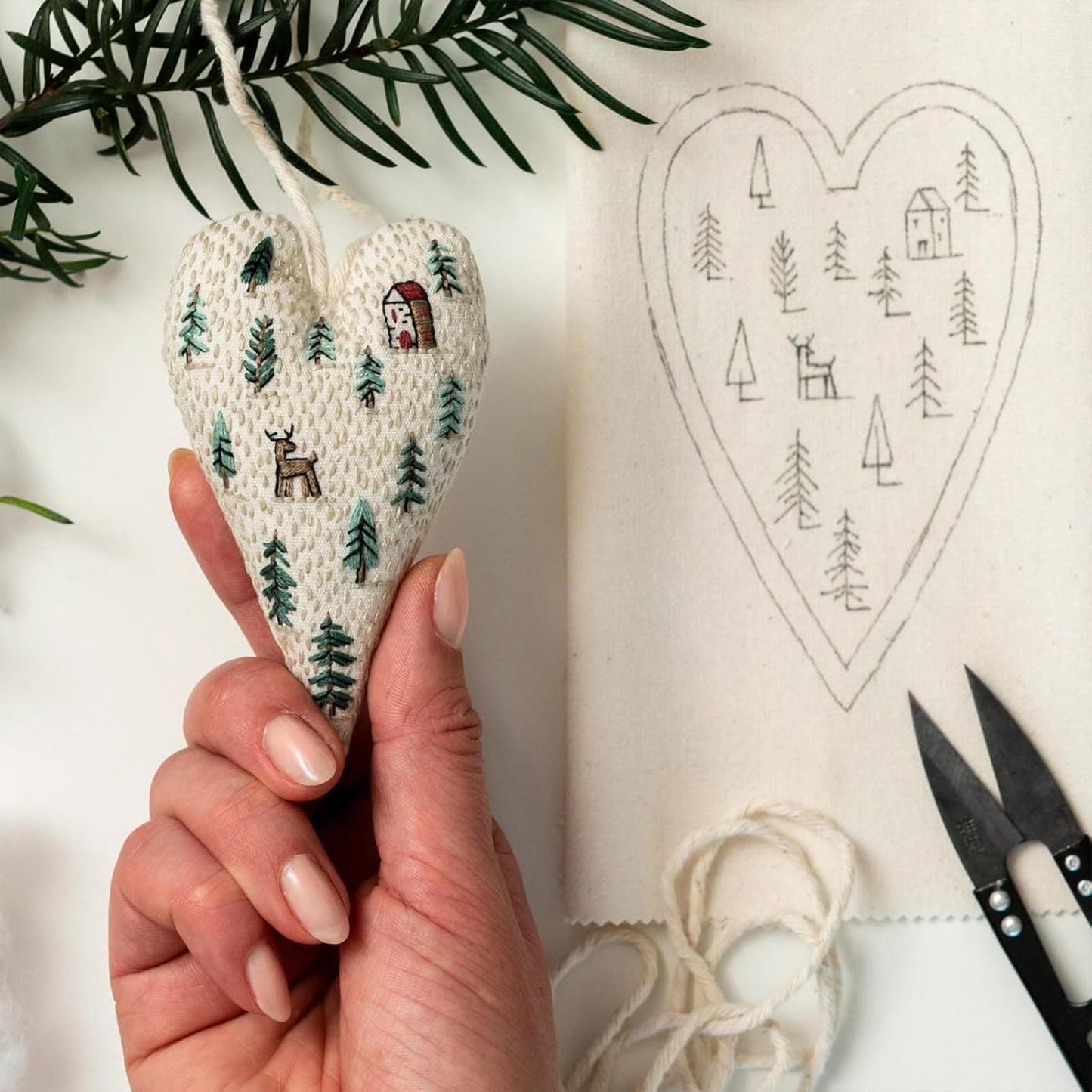 Embroidery Heart Hanging Kits |  Christmas Tree Ornament | Unique Handmade Gifts