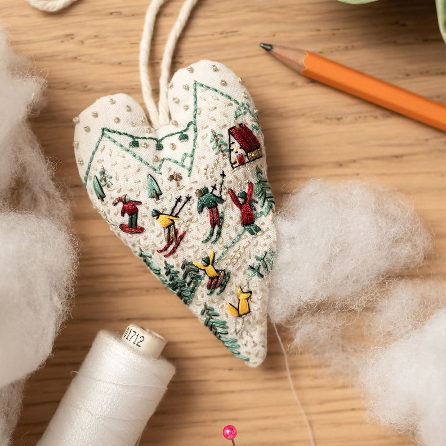 Embroidery Heart Hanging Kits |  Christmas Tree Ornament | Unique Handmade Gifts