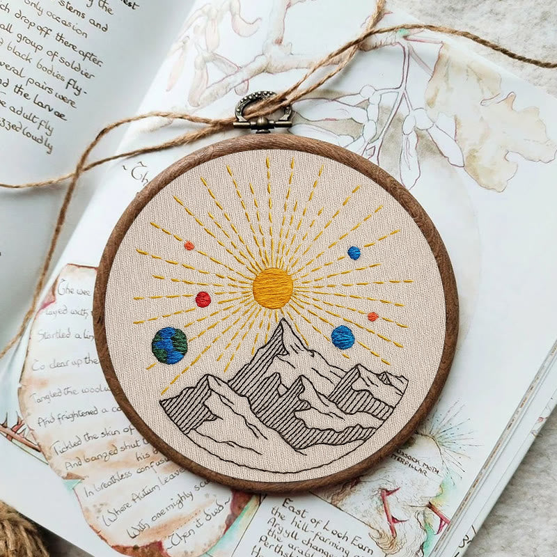 Rubbyoo Embroidery Kit - Shining Mountain | Diy Landscape Artwork | Starter Handicraft