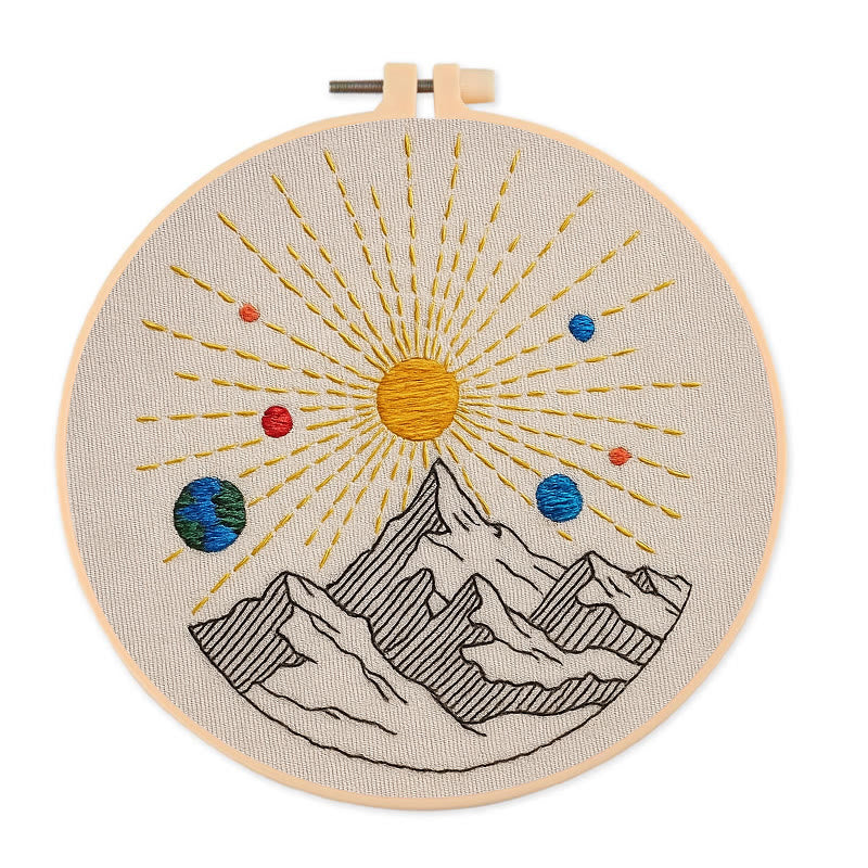 Rubbyoo Embroidery Kit - Shining Mountain | Diy Landscape Artwork | Starter Handicraft