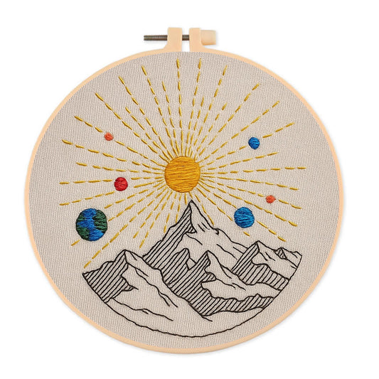 Rubbyoo Embroidery Kit - Shining Mountain | Diy Landscape Artwork | Starter Handicraft