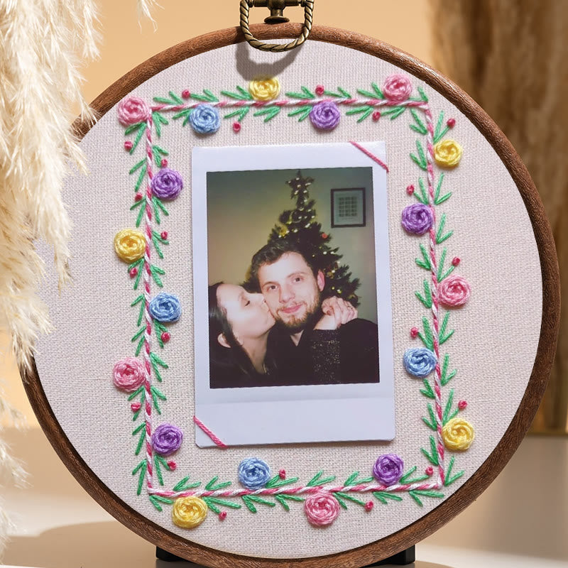 Rubbyoo Embroidery Photo Frame Kit - Colourful Flowers | Easy Needle Craft | Nice Gifts For Lovers