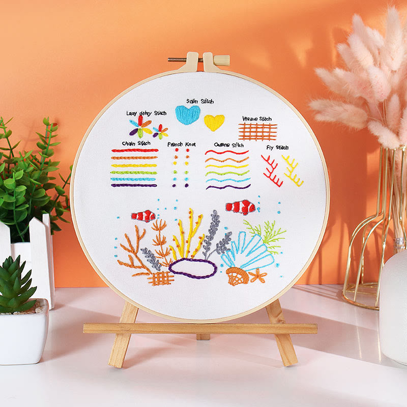 Rubbyoo Embroidery Stitch Book Kit - Basic Embroidery Stitches | Starter Learning Practice Set | Diy Needlepoint Crafts