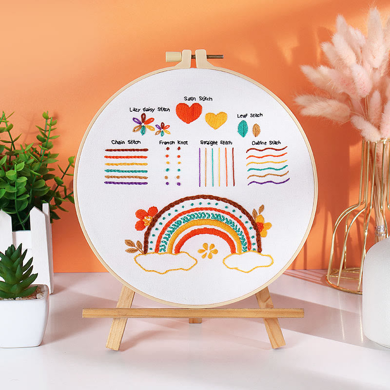 Rubbyoo Embroidery Stitch Book Kit - Basic Embroidery Stitches | Starter Learning Practice Set | Diy Needlepoint Crafts