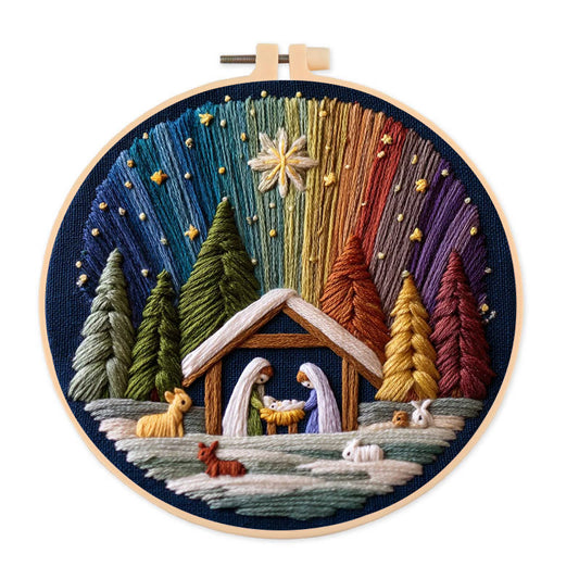 Rubbyoo Embroidery Kit - Nativity With Aurora | Stunning Christmas Gift | Precious Handmade Collection