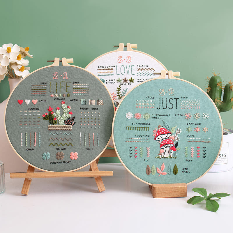 Rubbyoo Beginner Stitch Practice Kit - Diy Starter Embroidery Set | 3 Level Floral And Botanical Needlecraft | Nice Gifts For Sewing Enthusiast