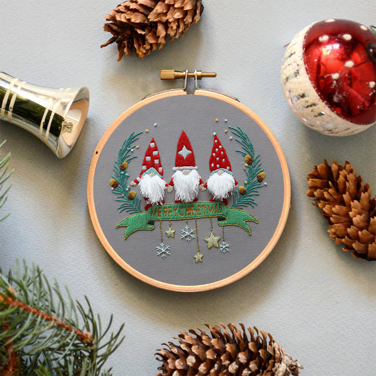 Rubbyoo Embroidery Kit-Three Santa Claus