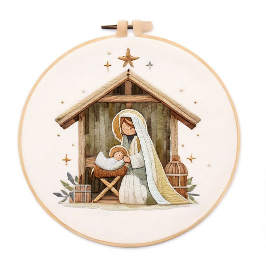 Rubbyoo Embroidery Kit - Baby Jesus In The Manger