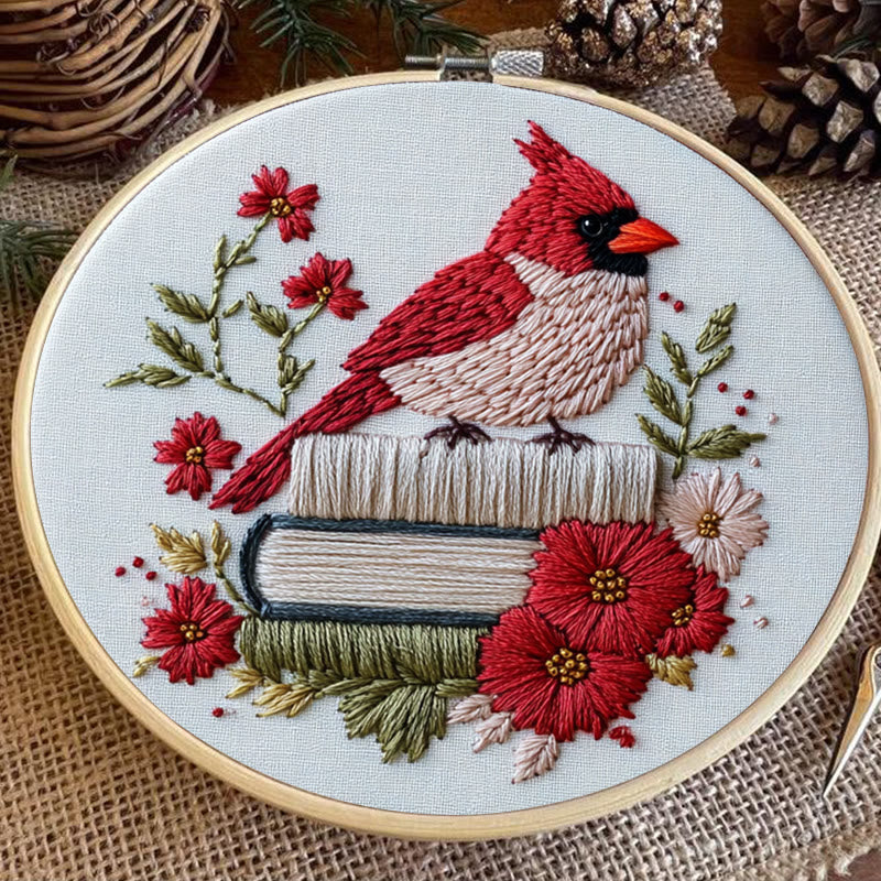 Rubbyoo Embroidery Kit - Birdsong in Bloom | Cozy Crafts Easy Embroidery Kit for Beginners
