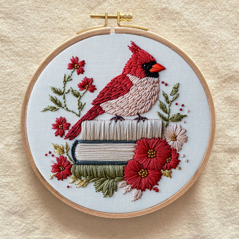 Rubbyoo Embroidery Kit - Birdsong in Bloom | Cozy Crafts Easy Embroidery Kit for Beginners
