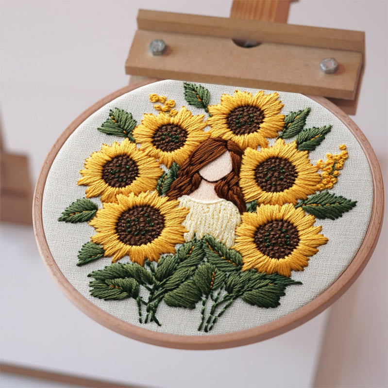 Rubbyoo Embroidery Kit - Sunflower Girl  | Handmade Craft Gift