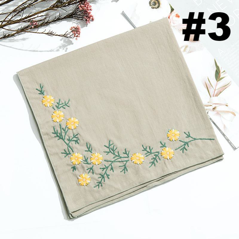 Embroidery Handkerchief Kit | Diy Floral Needlework |  Handicraft For Mother