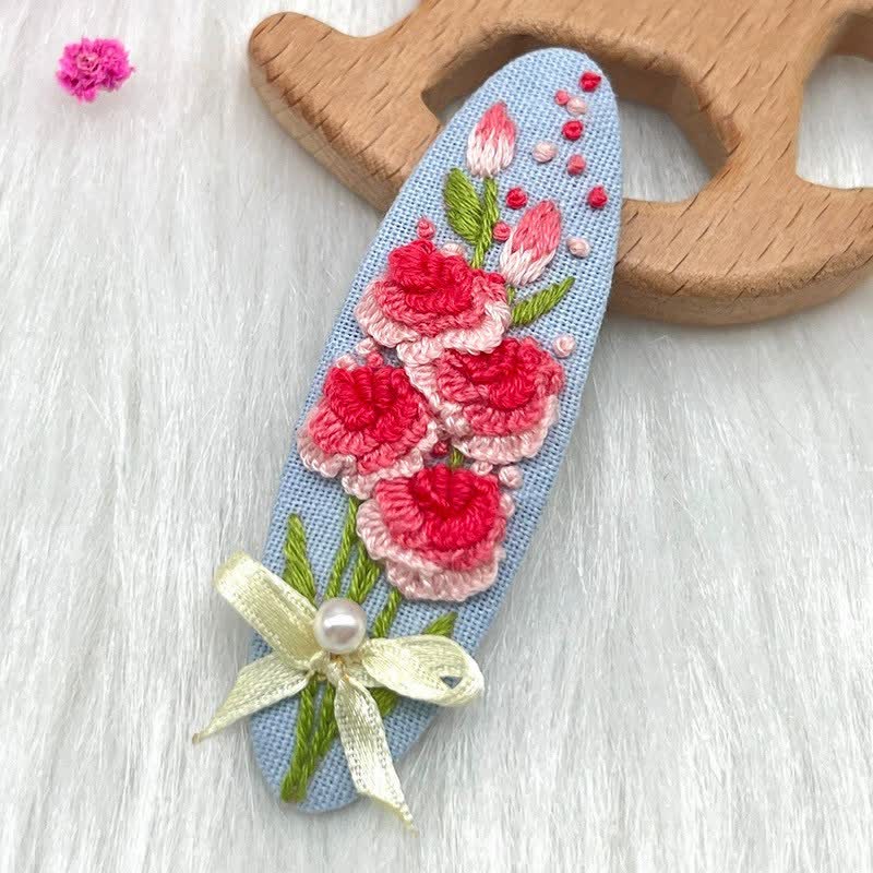 Embroidered hair clip DIY handmade material bag hair accessory headpiece