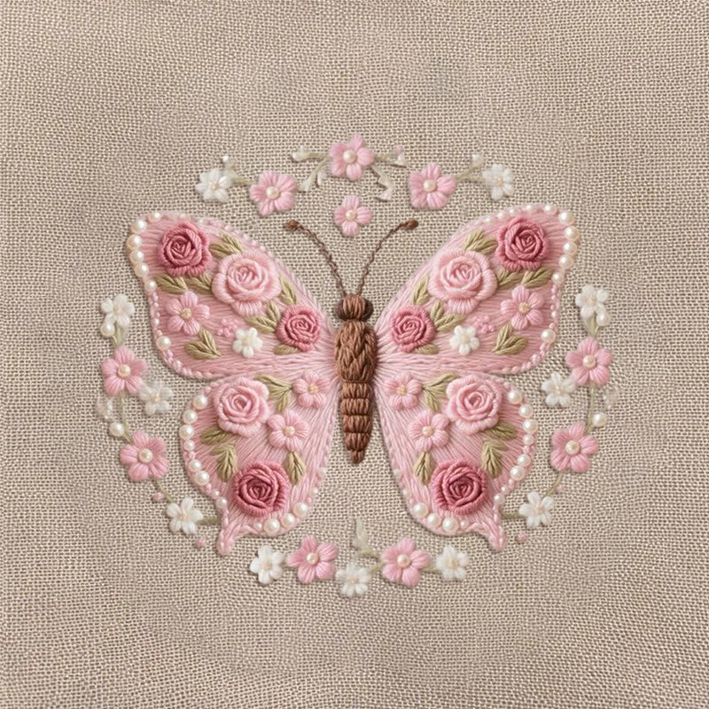 Rubbyoo Embroidery Kit - Stunning Rose Butterfly | Beautiful Handmade Gifts