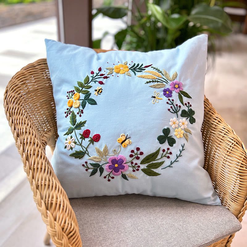 Embroidered  Pillow Case Kits  | Diy Needlepoint Home Deco | Vintage Handmake Crafts