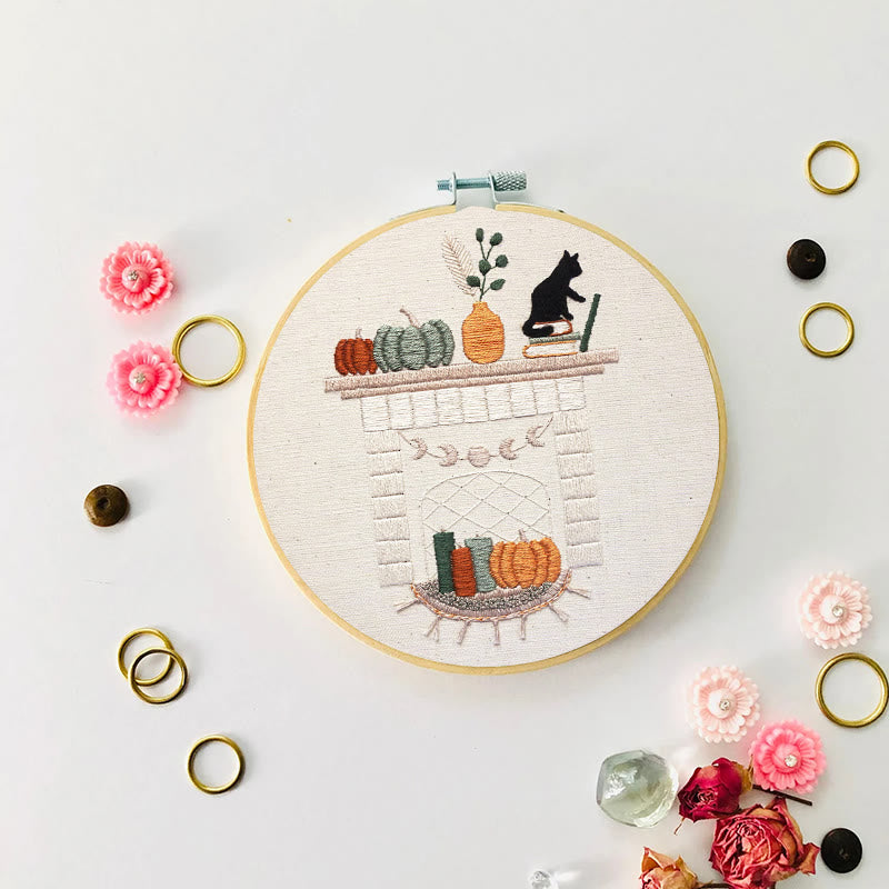 Rubbyoo Embroidery Kit - Autumn Hearth | Holiday Needle Craft Gifts