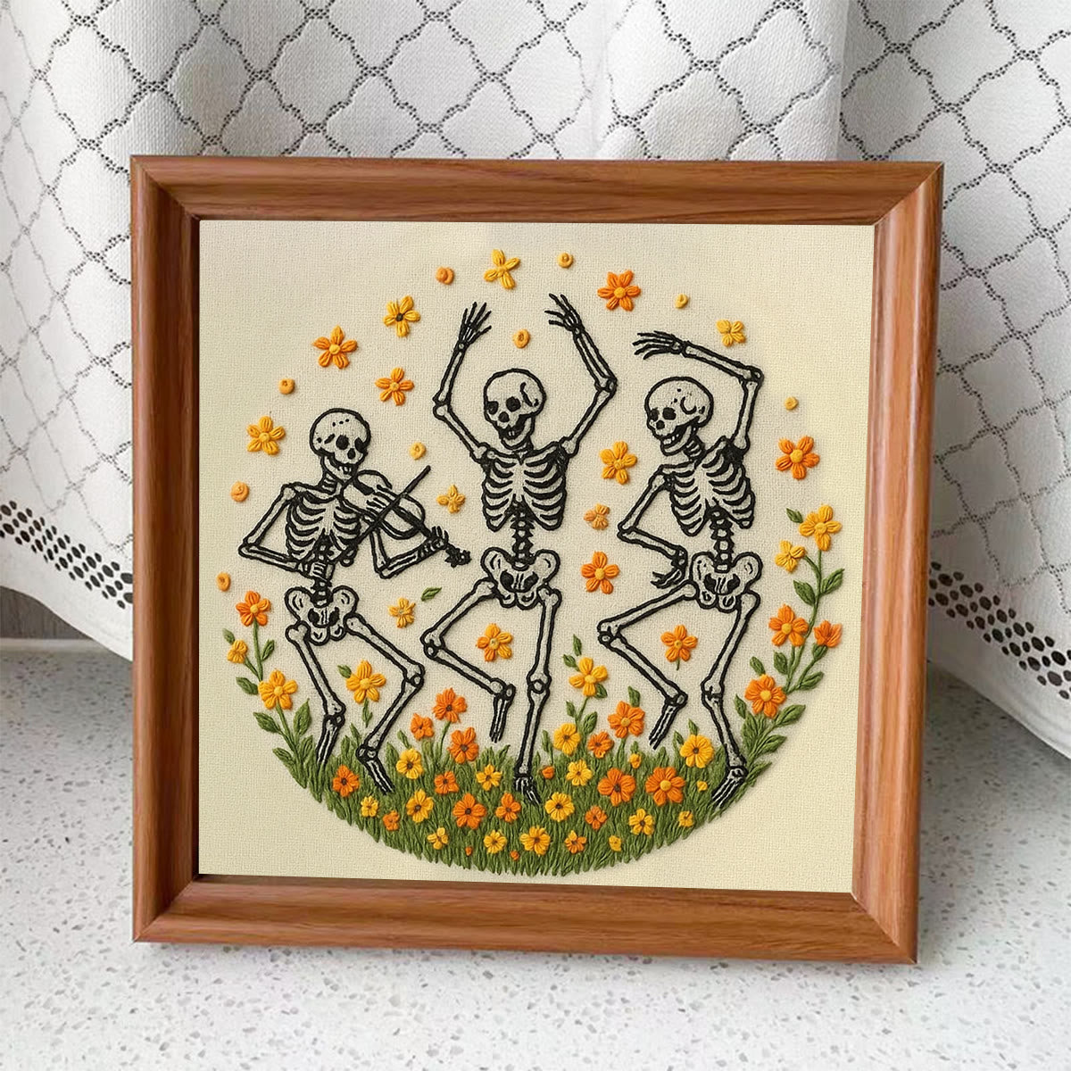 Rubbyoo Embroidery Kit - Spooky Skeleton |  Diy Halloween Needlework