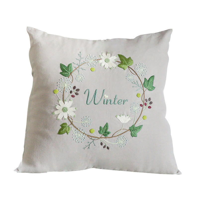 Embroidered Season Series Pillow Case Kits  | Nice Housewarming Gifts | Diy Room Decoration