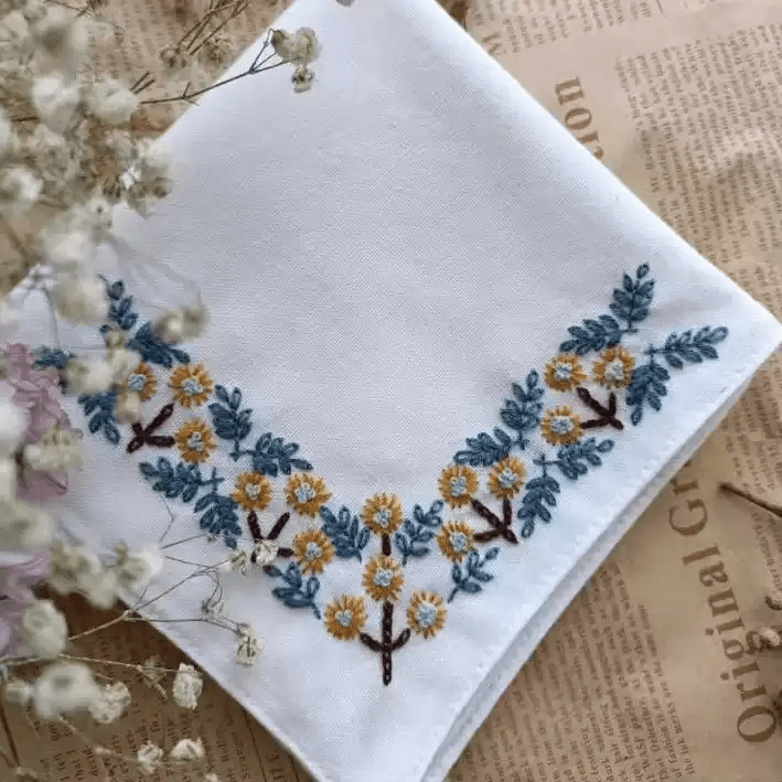 Embroidery Handkerchief Kit | Exquisite Floral Gifts |  Beginner Diy Set