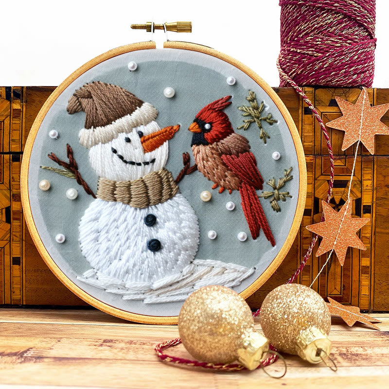 Rubbyoo Embroidery Kit-  Snowman With Bird 2