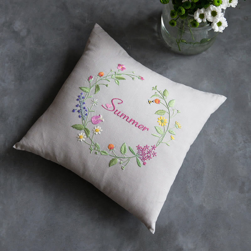 Embroidered Season Series Pillow Case Kits  | Nice Housewarming Gifts | Diy Room Decoration