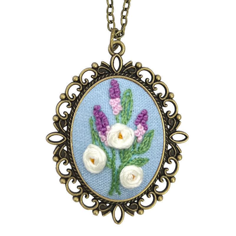 Hand Embroidered Pendant Necklace