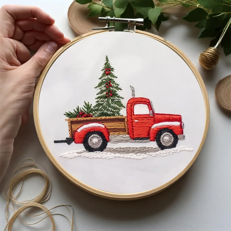 Rubbyoo Embroidery Kit - Red Truck Christmas
