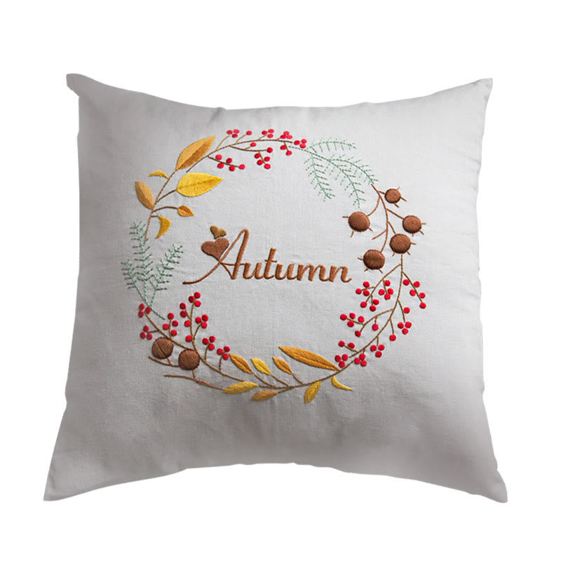 Embroidered Season Series Pillow Case Kits  | Nice Housewarming Gifts | Diy Room Decoration