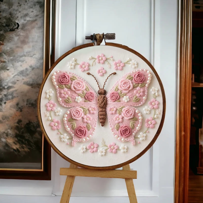 Rubbyoo Embroidery Kit - Stunning Rose Butterfly | Beautiful Handmade Gifts