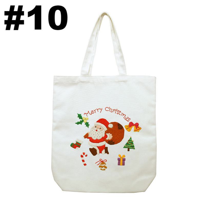 Embroidery Beige And White Canvas Tote Bag Kits | Beginner Flower Crafts | Eco-friendly Shoulder Bag | Christmas Gift