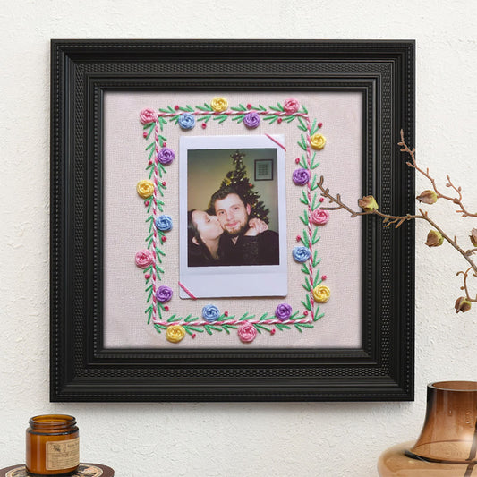Rubbyoo Embroidery Photo Frame Kit - Colourful Flowers | Easy Needle Craft | Nice Gifts For Lovers