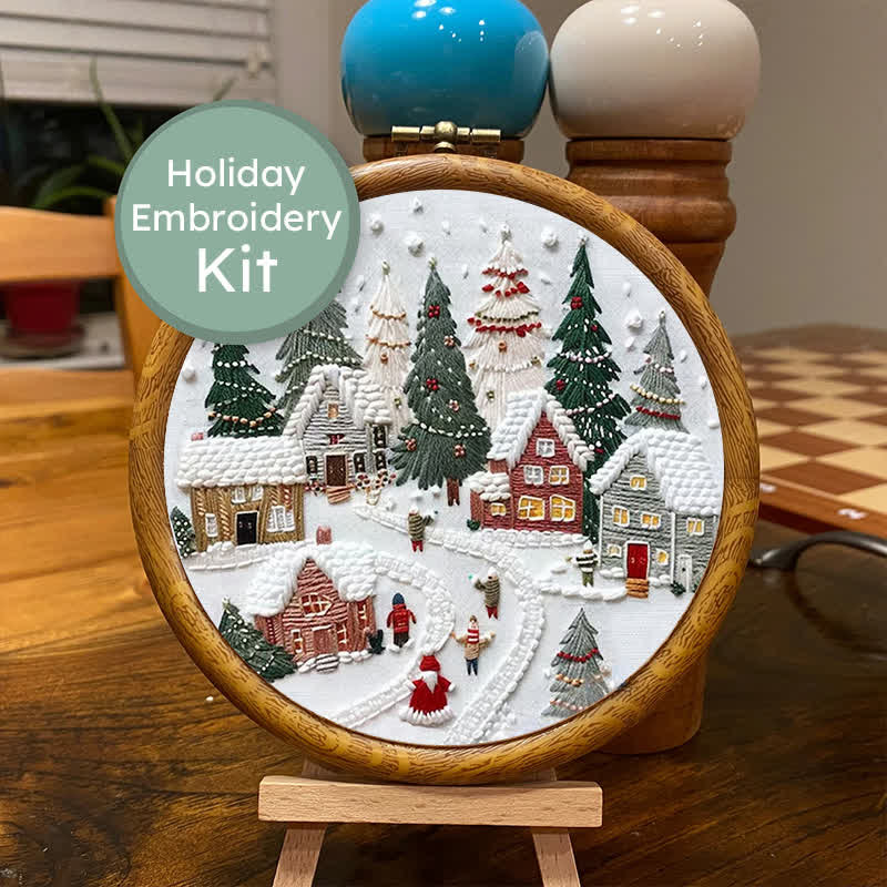 🎅Rubbyoo Christmas Embroidery Kit - Embroidery Hoop Art| Christmas Bauble Ornaments