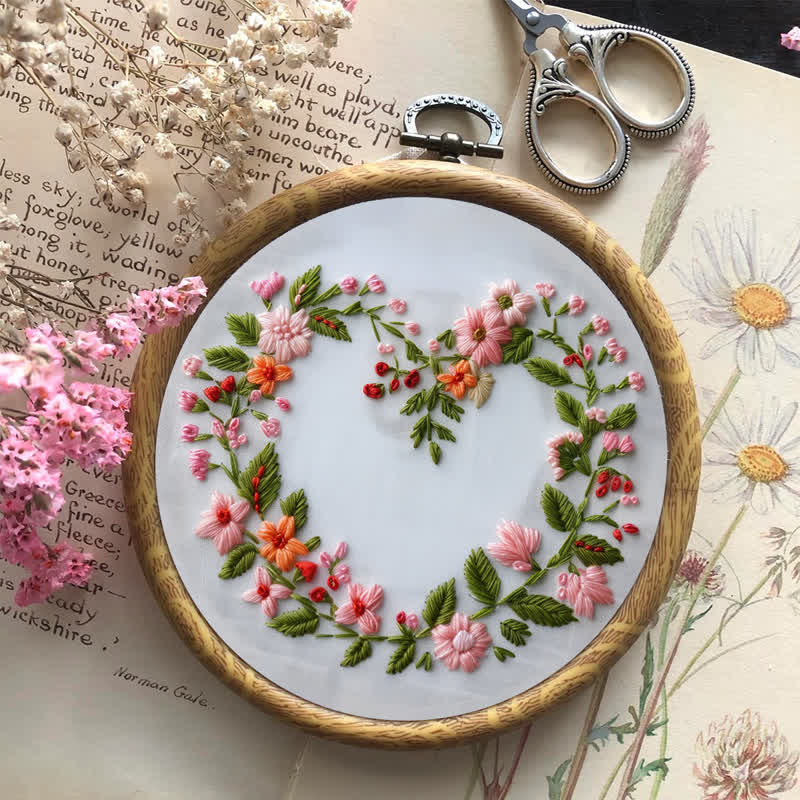 Rubbyoo Embroidery Kit - Spring Floral Heart