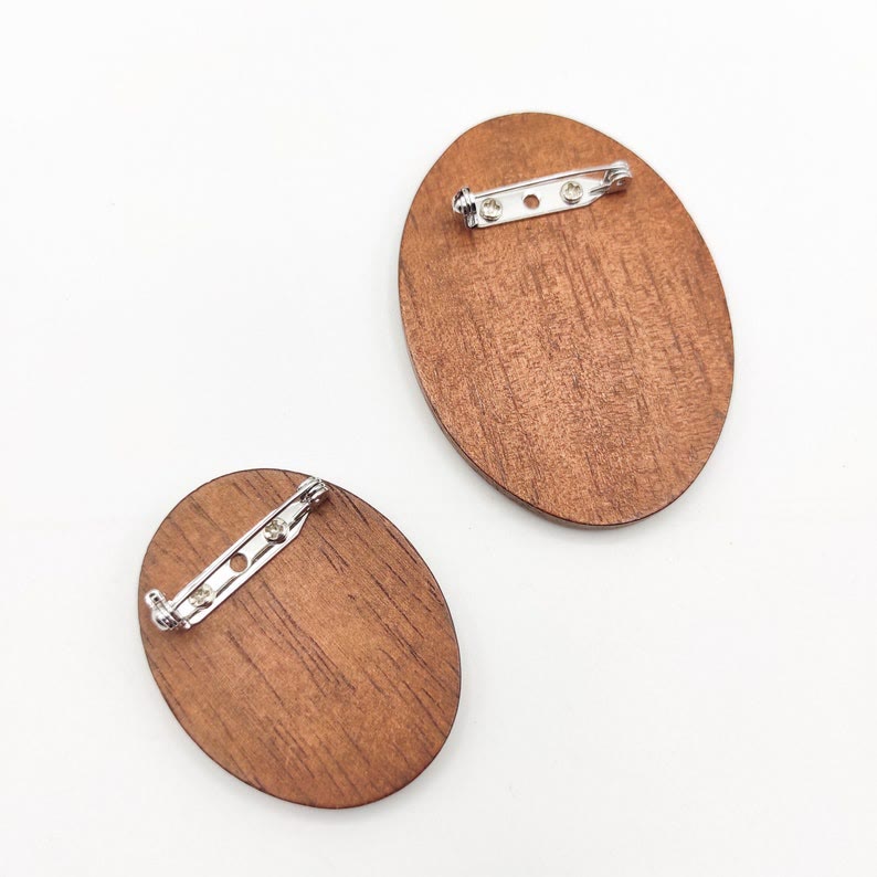 Embroidery Wooden Brooch | Oval And Round Brooch | Blank Safety Brooch Holder
